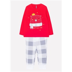 Пижама детская Crockid К 1549 красный + клетка на белом